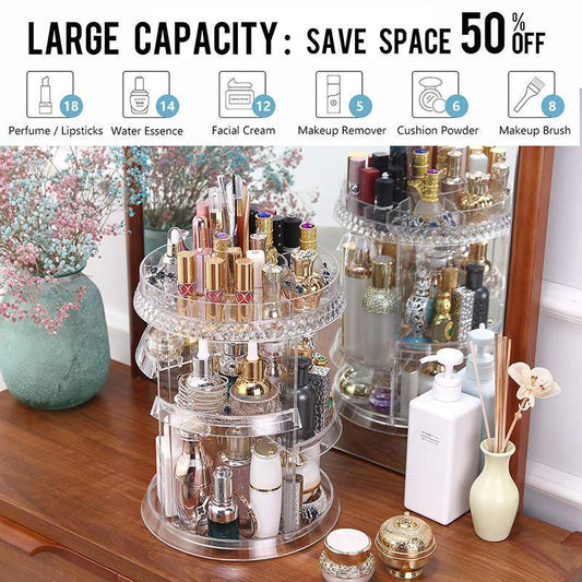 360°  Rotating Crystal Makeup Organizer