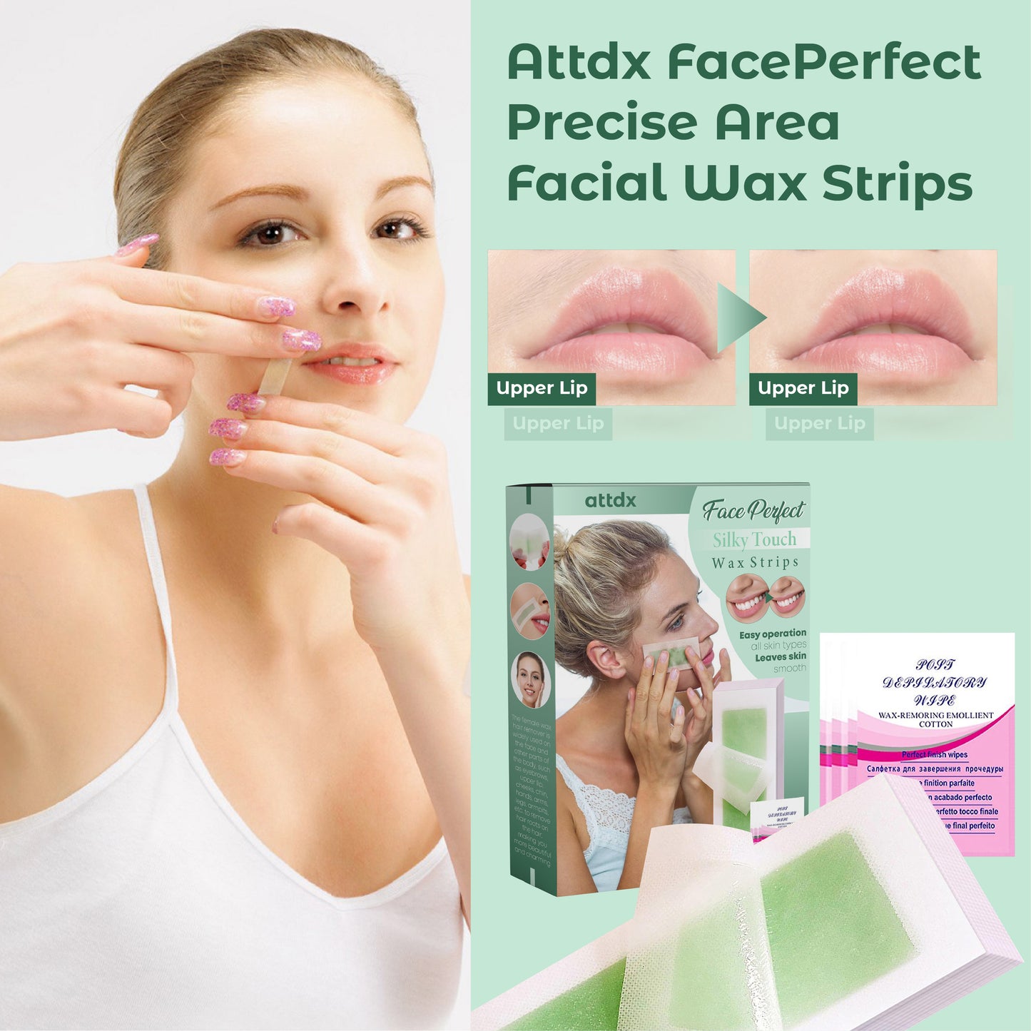 ATTDX FacePerfect Precise Area Facial Wax Strips