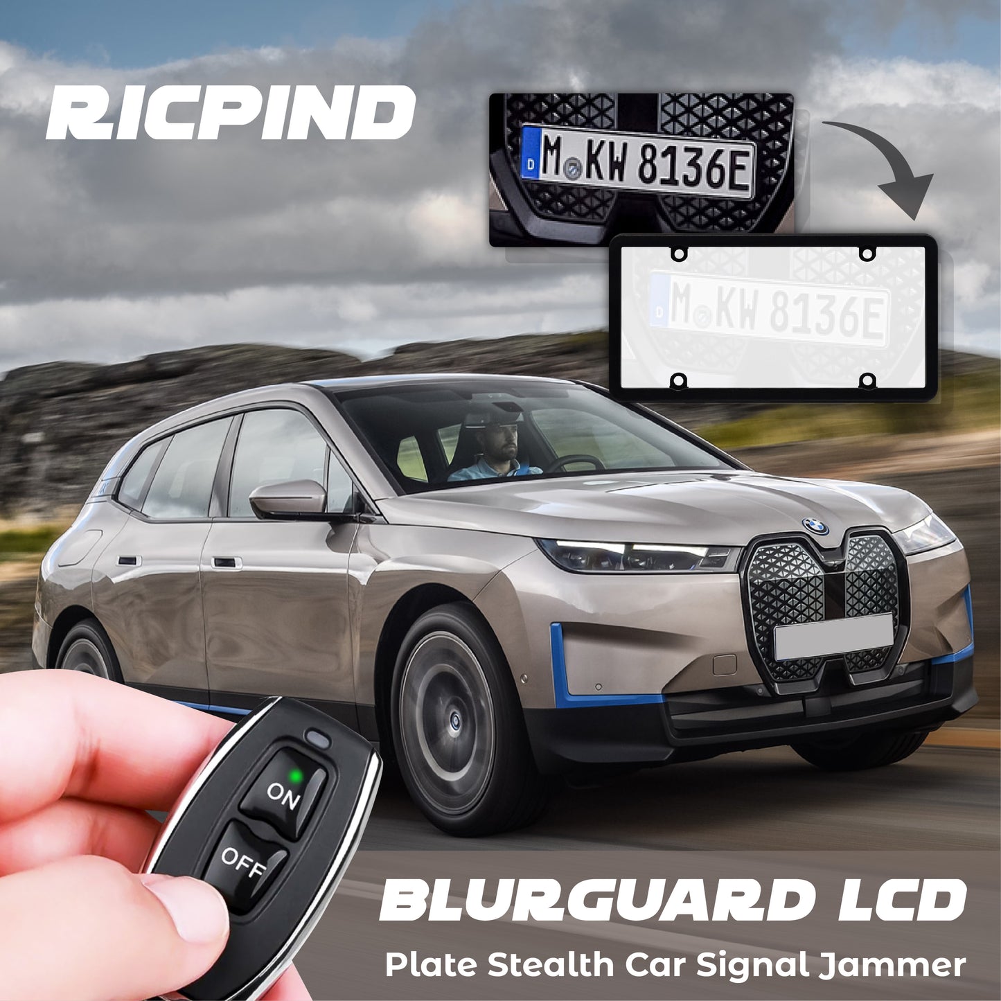 RICPIND BlurGuard LCD Plate Stealth Car Signal Jammer