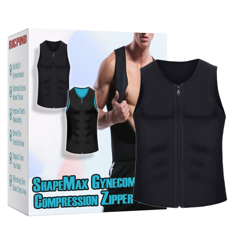 RICPIND ShapeMax Gynecomastia Compression Zipper Vest