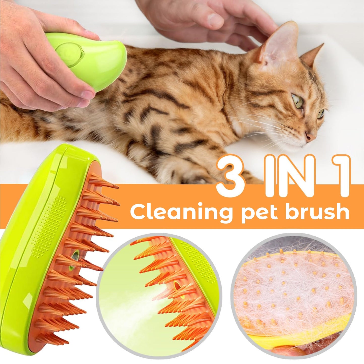 RICPIND 2 Cold Steamy Dry Cleaning Spray Pet Brush