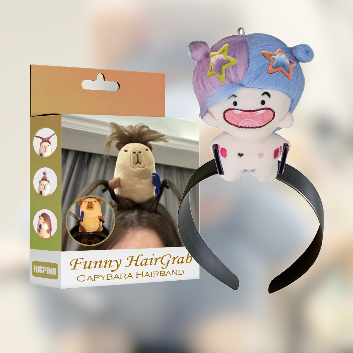 RICPIND Funny HairGrab Capybara Hairband