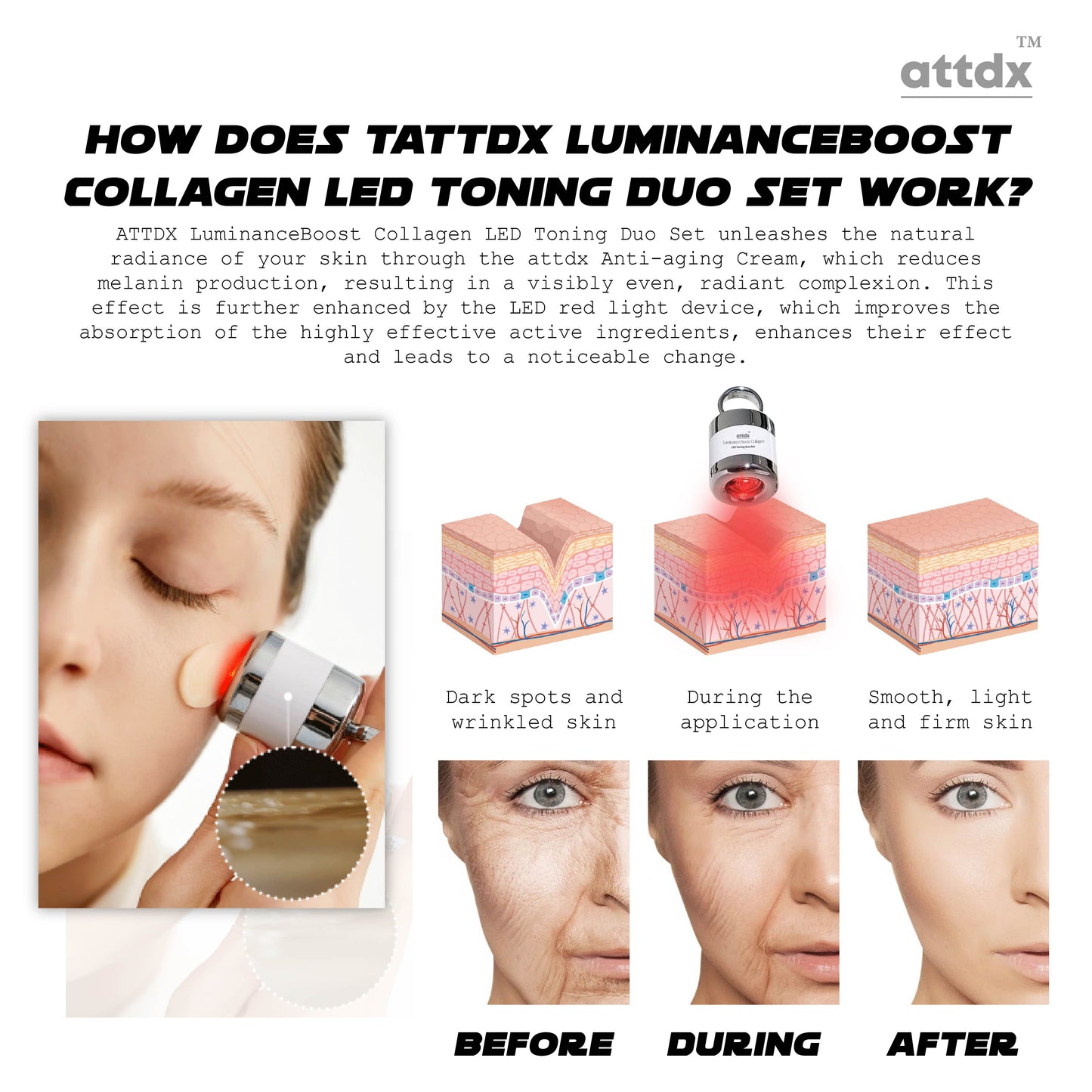 ATTDX LuminanceBoost Collagen LED Toning Duo Set