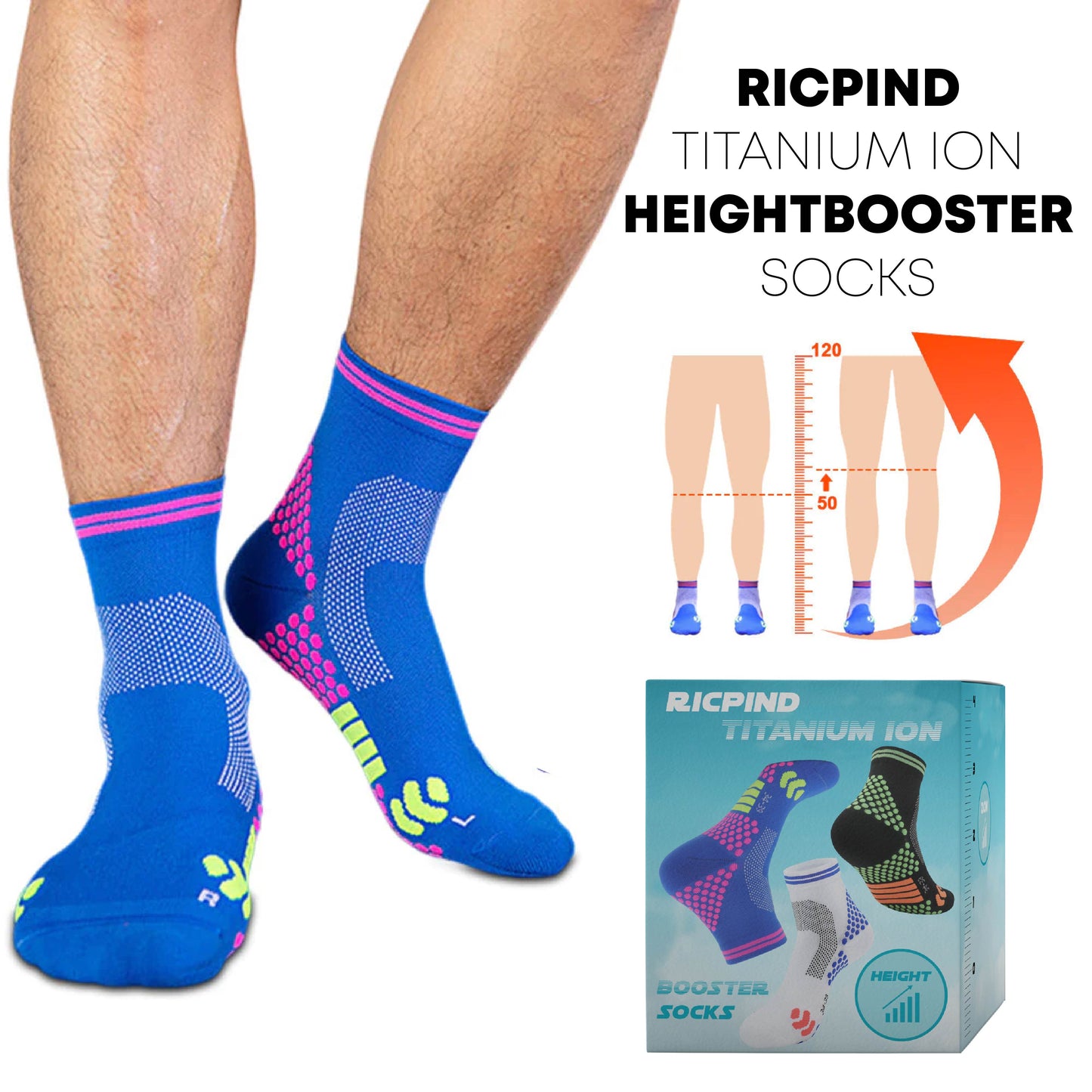 Ricpind Titanium Ion HeightBooster Socks