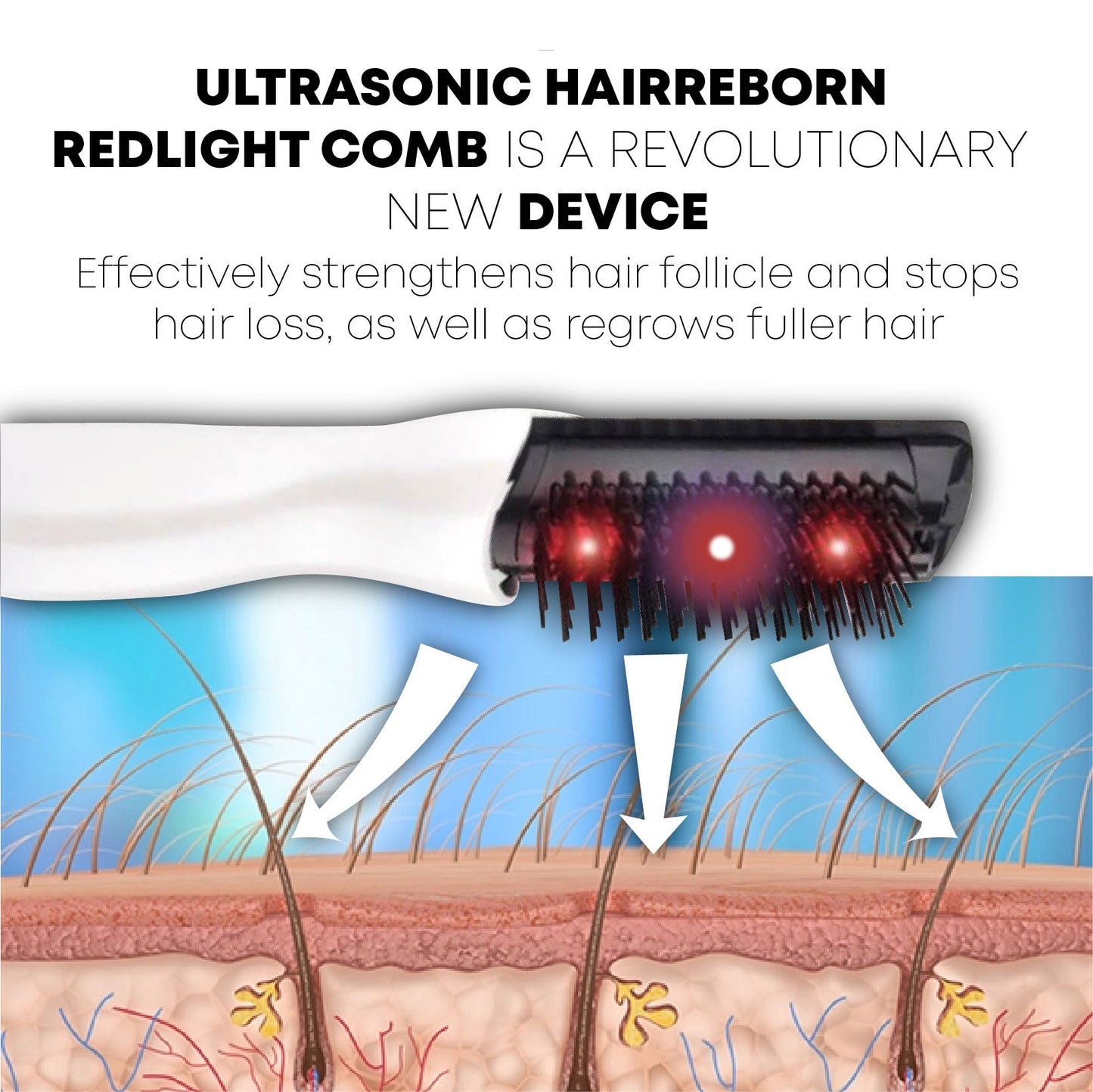 Ultrasonic HairReborn RedLight CombMassager